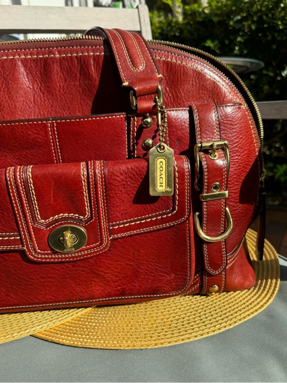 Coach Legacy Hampton Miranda Bag Burgundy 11085 Turnlock Vintage Y2K Red - Picture 5 of 6